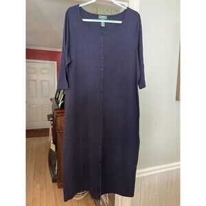 Lauren Ralph Lauren Navy Blue Button Down Dress Sz 2X - EUC